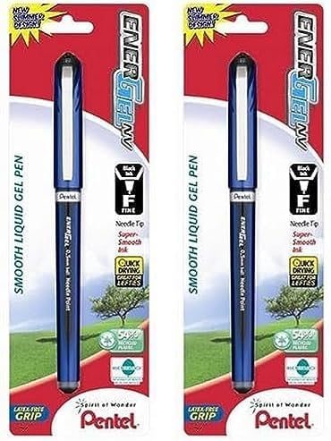 Pentel EnerGel NV Gel Ink Pen, (0.5mm), Needle Tip, Black Ink, 2 Pack (BLN25BPA)