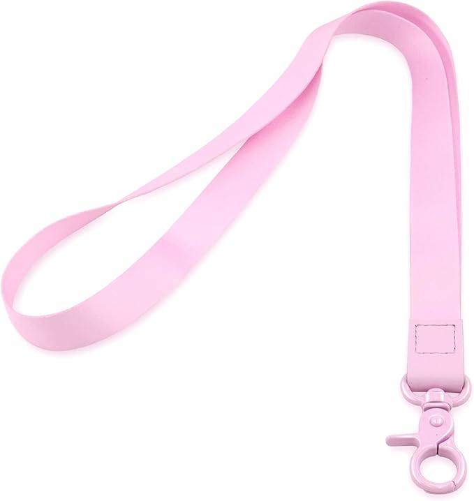 Lanyard, Long Neck Lanyard Key Lanyard, Id Badge Lanyard for Women and Men, Cute Cool Lanyard Strap for Car Keys, Card Holder, Whistle, Keychain, Wallet(Pure Pink)