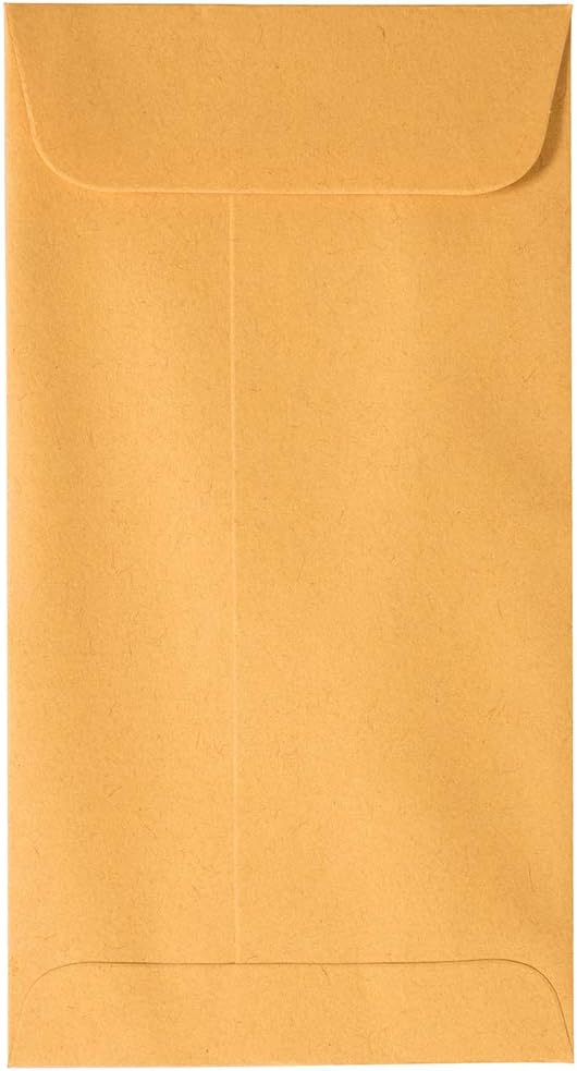 JAM PAPER #7 Coin Business Envelopes with Peel and Seal Closure - 3 1/2 x 6 1/2 - Brown Kraft Manila - Bulk 250/Box