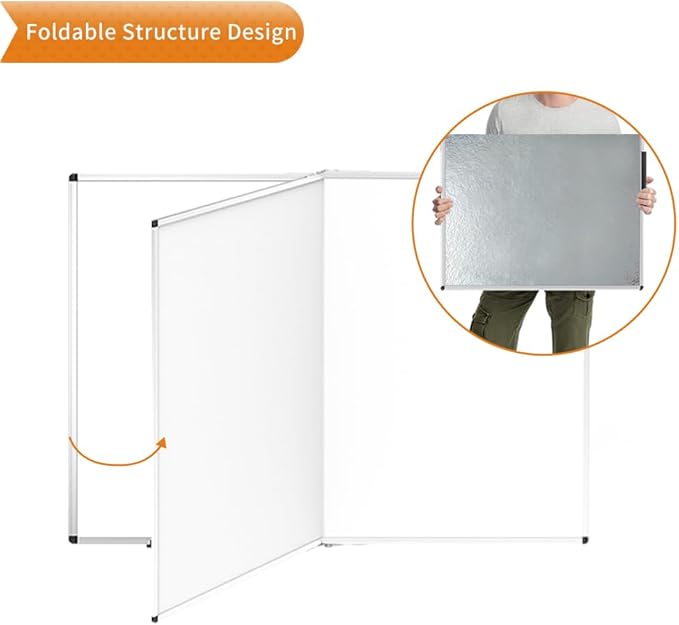 VIZ-PRO Large Dry Erase White Board/Magnetic Foldable Whiteboard, 72 X 48 Inches, Silver Aluminium Frame