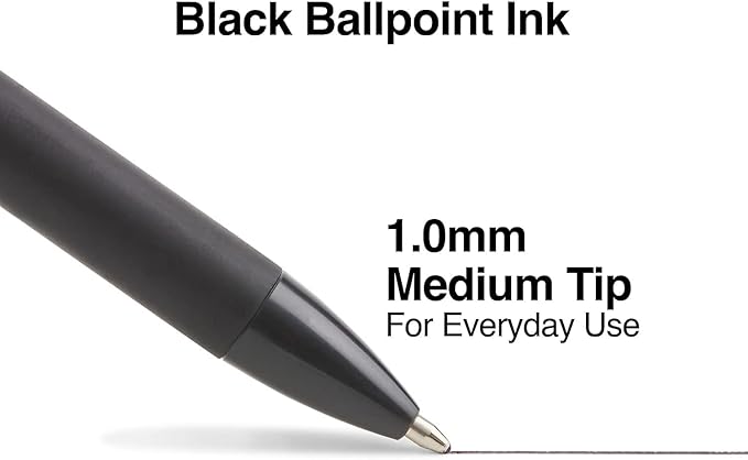 TRU RED TR59161 Ballpoint Gripped Retractable Pen, Medium Point, 1.0mm, Black, Dozen