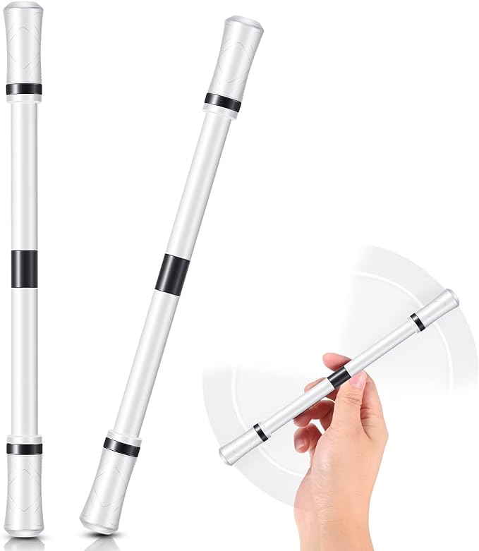Outus 2 Pieces Spinning Pen Rolling Finger Rotating Gaming Trick Pen Mod with Tutorial No Refill Stress Releasing Brain Training Toys for Adults Office Supplies(White and Black)