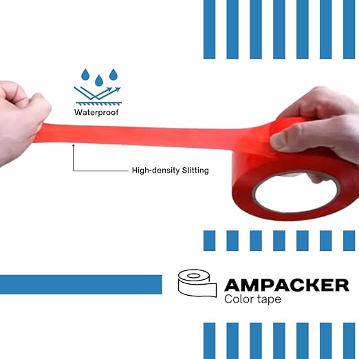 Heavy Duty Packaging Color Tape for Shipping,Packing and Moving 3" Wide x 2.0 Mil Thick -110 Yrd Roll -Acrylic Adhesive Tape for Box Sealing. (1 Roll, Red, 3" Wide x 110 yds)