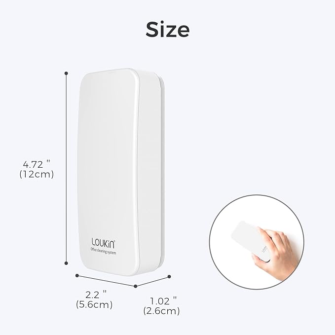 LOUKIN Magnetic Dry Erase Eraser, Whiteboard Eraser, Glass Board Eraser(White), One Bottle of 3.4 fl oz Whiteboard Cleaner Included, for Classroom, Home and Office Use