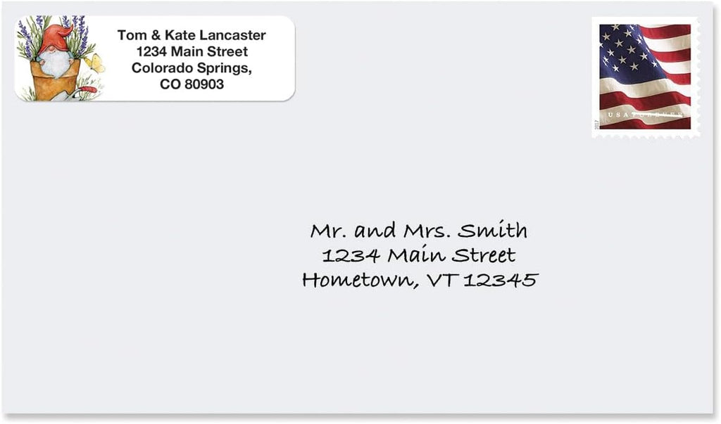 Colorful Images Forest Gnomes Rolled Personalized Return Address Mailing Labels with Dispenser, Customize with Name & Shipping Address, 500 ¾” x 2½” Self Adhesive, Easy Peel Label Roll