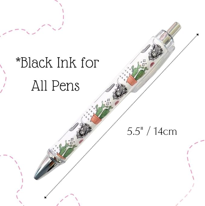 10PC Western Pens Pen Cowboy Cowgirl Highland Cow Cactus Back to School Office Supplies Stuff Items Themed Party Favors Classroom Goodie Bags Decoration Desk Decor Notebooks for Adults Women