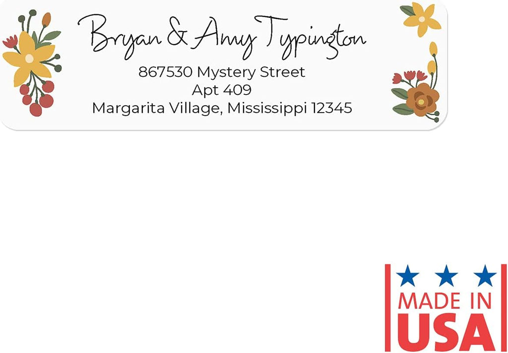 Retro Floral Rolled Address Labels/Roll of 500 Personalized Return Address Labels/Designer Return Address Stickers in Elegant Plastic Dispenser