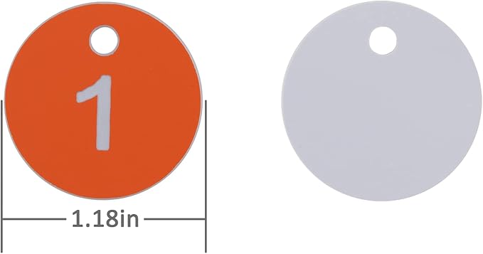 StayMax Plastic ID Number Tags Engraved Tags Key Tags Without Key Rings (1-50, Orange)
