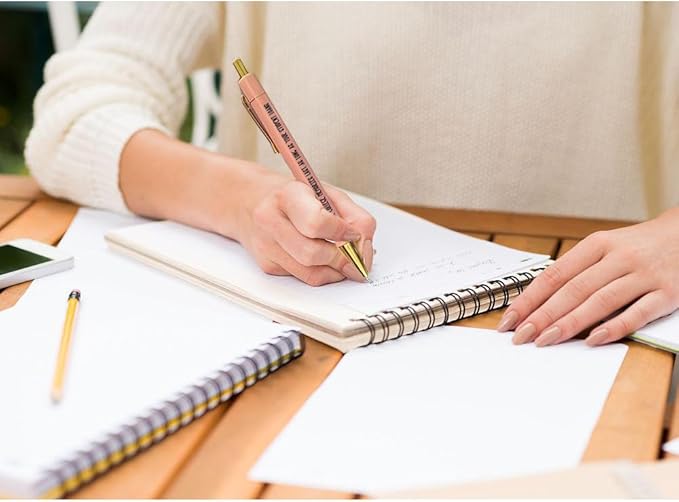 Funny pens,5-Count,Black Ink,Medium Nib 1.0mm,Funny Office Gifts for Coworkers,Personalized Pens Vibrant Funny Quotes Word Daily Pen (College Pens)