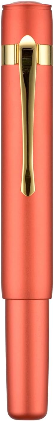 Hongdian M2 Black Forest Mini Fountain Pen, Medium Soft Golden Nib & Sleek Shape Aluminium Short Pocket Travel Pen (Orange Red)