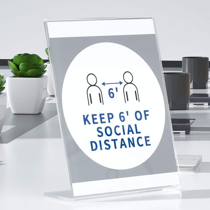 NIUBEE Acrylic Sign Holder 8.5 x 11 Inches Slanted Back, Clear Plastic Sign Holder Paper Display Table Stand for Office, Store, Restaurant (20 Pack)