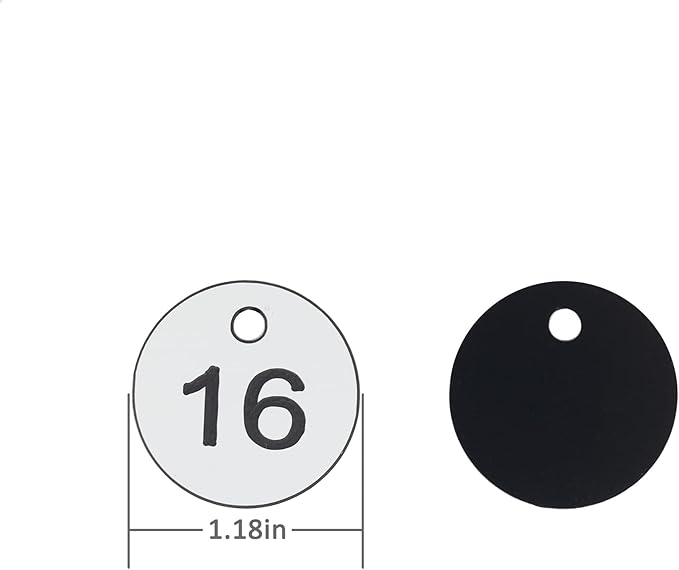 StayMax Plastic ID Number Tags Engraved Tags Key Tags Without Key Rings (201-300, White)