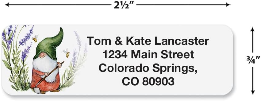 Colorful Images Forest Gnomes Rolled Personalized Return Address Mailing Labels with Dispenser, Customize with Name & Shipping Address, 500 ¾” x 2½” Self Adhesive, Easy Peel Label Roll