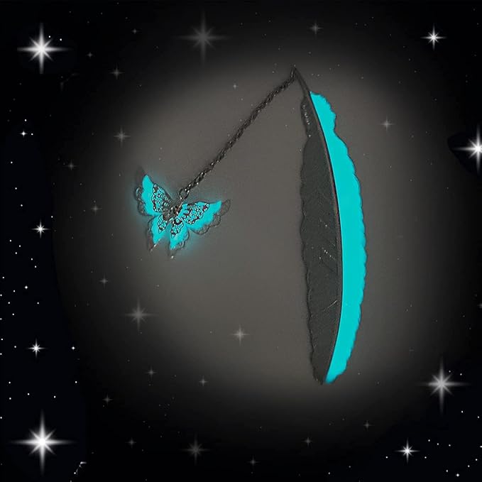 Feather Metal Bookmark with 3D Butterfly Pendant, Unique Glow in The Dark Butterfly Bookmark, Mothers Day, Thanksgiving, Valentine's Day Gifts Gift for Women Her (Silver Butterfly)