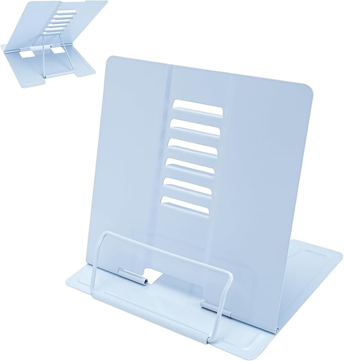 Metal Book Stand Book Holder Book Stand for Reading Adjustable Book Holder for Reading (Macaron Blue)