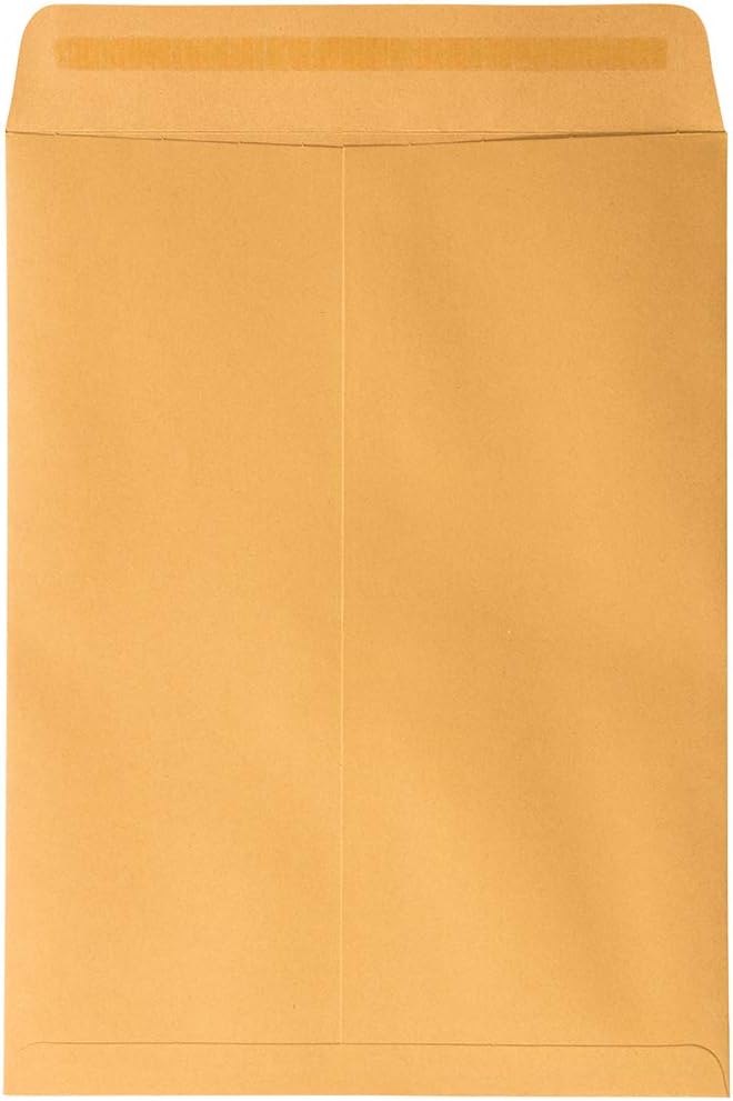 JAM PAPER 9 x 12 Open End Catalog Premium Envelopes with Peel and Seal Closure - Brown Kraft Manila - Bulk 500/Carton