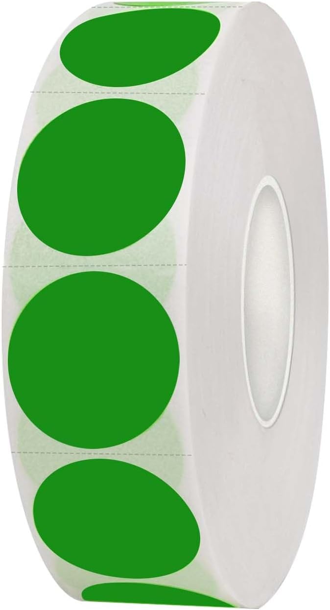 1200 Pieces 0.75 Inch Round Color Coding Label Garage Sale Stickers Blank Yard Price Permanent Adhesive Dots Stickers,Easily Writable with Perforation Line (Green) circle-green2