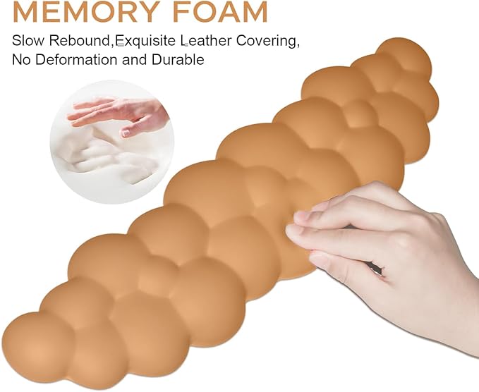 JIKIOU Upgrade Leather Cloud Keyboard Wrist Rest, Cloud Wrist Rest with Non-Slip PU Base, Comfortable Memory Foam Wrist Rest for Computer Laptop Mac Gaming Office and Pain Relief Christmas Wish Gift