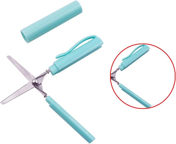 Pen Style Scissors with Cover Foldable Scissors Student Scissors Small Craft Scissors Embroidery Scissors for School, 1.4*2*11.4cm, White