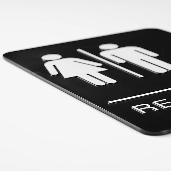 Self-Stick ADA Braille Unisex Restroom Signs for Woman and Man or Bathroom door Signs with Double Sided 3M Tape for Office or Business Bathroom and Toilet Door or Wall Decor 9”X6”