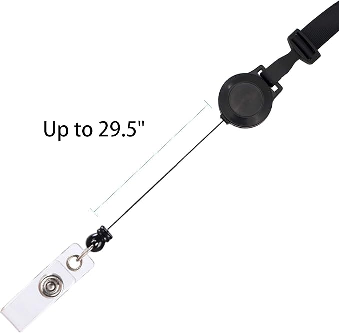 Retractable Safety Breakaway Lanyard on ID Holder, Dual Independent Waterproof Zip Card Holder, Safety Fastener and Adjustable Carabiner (Only Lanyard(2Pcs))