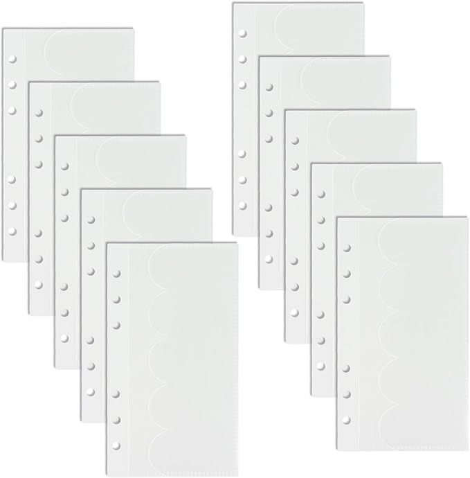 A6 Binder Pockets with No Zipper, Koqye Blue 10 Pcs Plastic Zipless Budget Envelopes, Two Pockets Frosted Cash Envelopes Money Bag for Budgeting, Cash Stuffing (Clear Petals-2set)