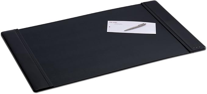 Dacasso Pad with Side Rails Luxury Leather Blotter for Writing-Executive Desk Surface Protector, 34” x 20”, Black
