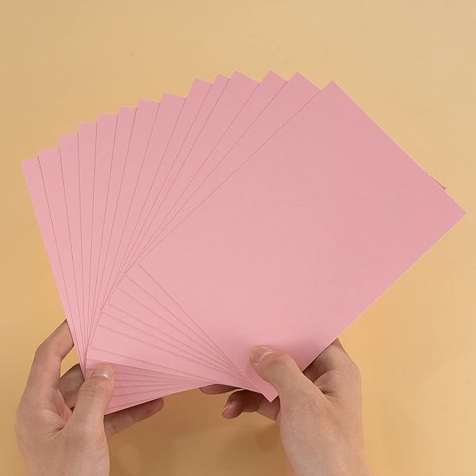 100 Pack Thick Paper Cardstock Blank Heavy Cards Stock for Invitations, Greeting Cards Making, Postcards, Photos, 250GSM Thick Paper (Pink, 5x7 inches)