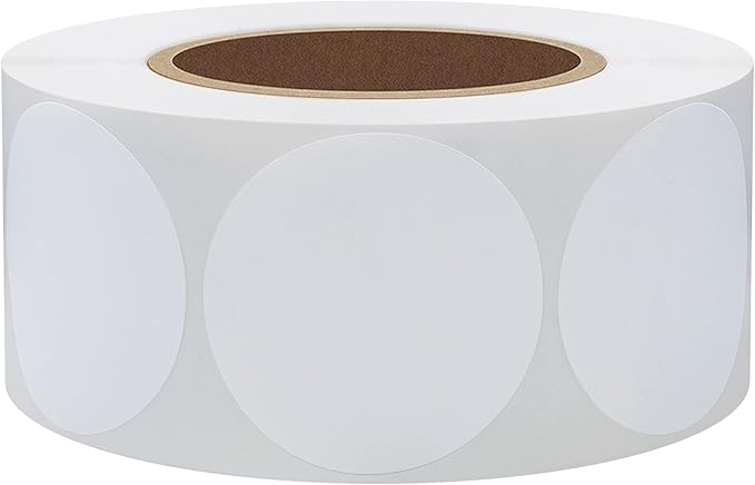 Hybsk 1.5 inch Circle Color Direct Thermal Stickers Shipping Labels for Barcodes,Name Tag,DIY Logo Design,Inventory– Compatible with Zebra,Rollo,Munbyn,and More-1000 pcs (1.5 inch,White)