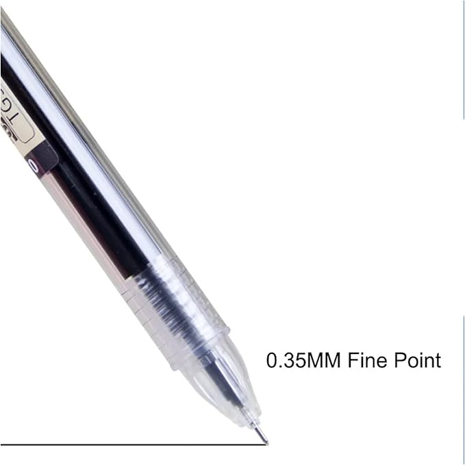Gel Ink Pen Japanese Style Liquid Ink Rollerball Pens Quick Drying 0.35mm Ultra Fine Point Ballpoint Maker Pen Premium for Office School Stationery Supply,12 Pcs/Set, Black