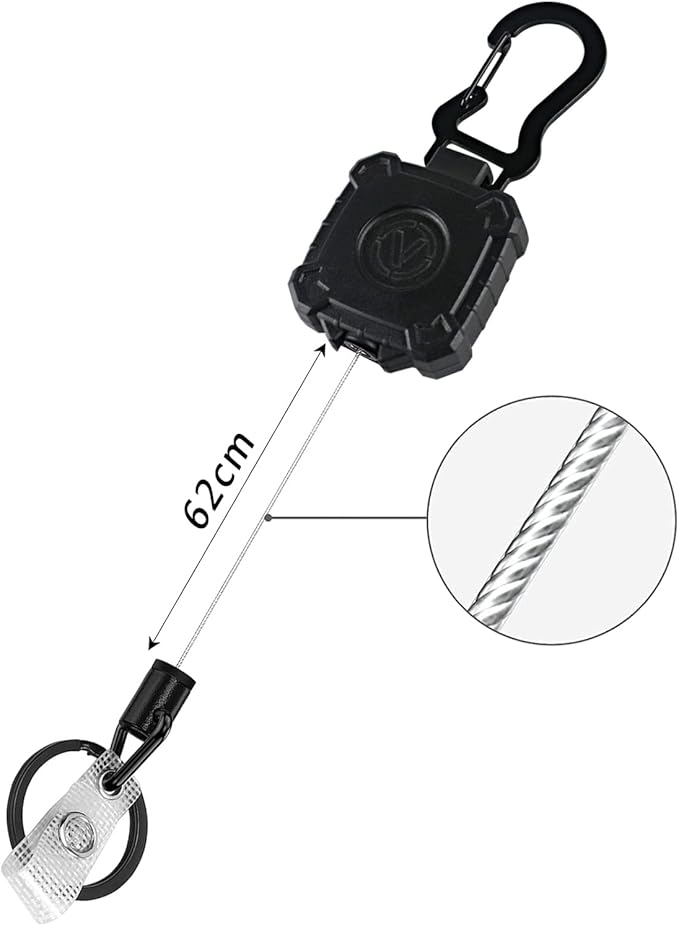 VIQWYIC 2 Pack Retractable Badge Holder Keychain, Heavy Duty Carabiner Badge Reel with Key Ring for Keys,Square