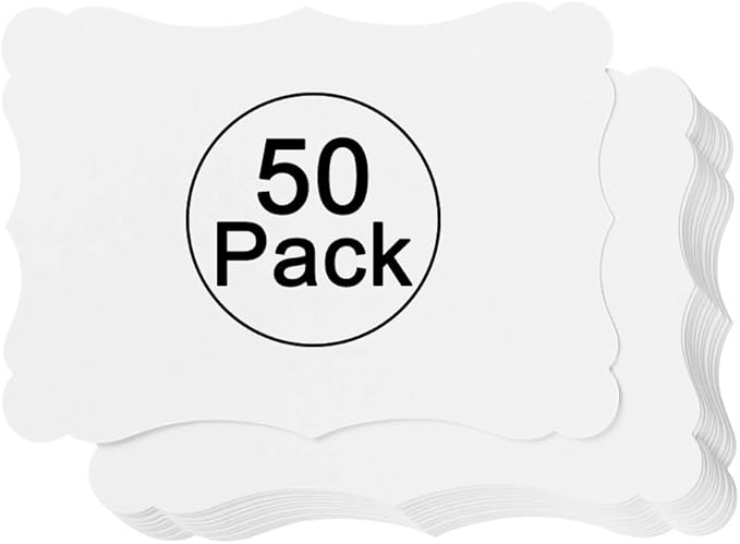 50 Pack Blank Kraft Cards Cardstock Thick Paper Brown Greeting Cards for DIY Gift Card Menus, Baby Shower and Wedding Invitations (White, 5x7IN)