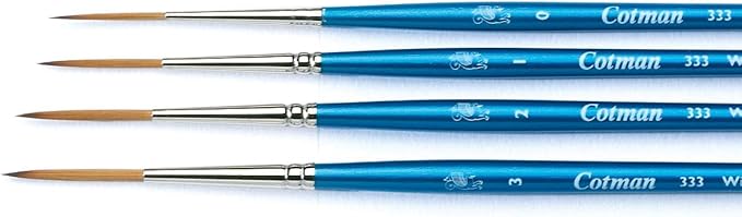 Winsor & Newton Cotman Short Handle Brushes, Set of 5, (Round 1 & 5, Rigger 3, Angled 1/8", Fan 2)