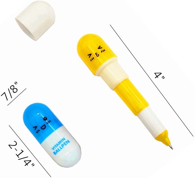 40pcs Vitamin Pill Ballpoint Pen Cute Cartoon Retractable Ball Pen Smiling Face Ball Pen For Kids (Random Color)
