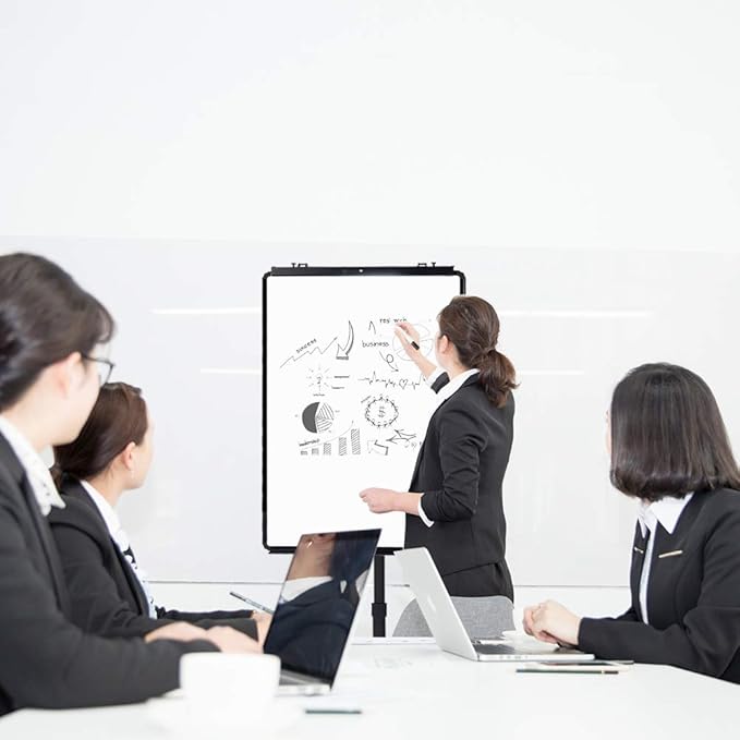 VIZ-PRO ECO Magnetic Mobile Whiteboard/Flipchart Easel, Black, 28 X 40 Inches