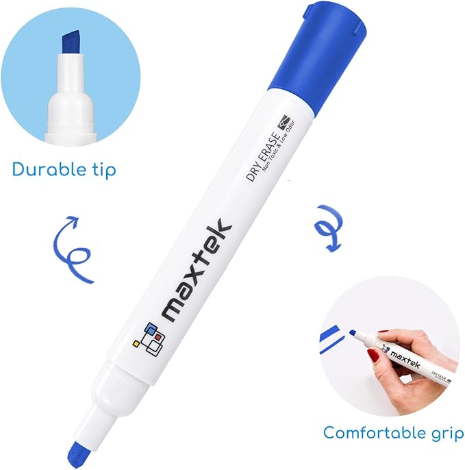 maxtek Dry Erase Markers Chisel Tip, 17 Count 5 Colors Whiteboard Markers, Low Odor Dry Erase Markers