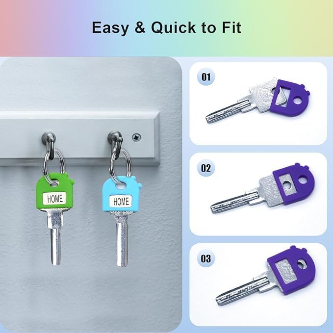 Key Labels - Stretchy All-Key Covers caps, Key Caps Tags, ONE Size FITS Most Keys.Includes Blank Labels and Printed Labels.Cute Key Accessories, 15pack