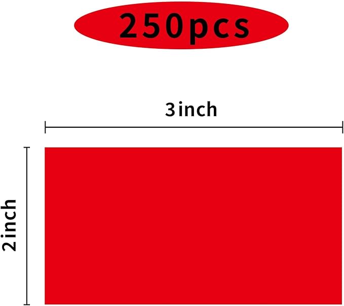 Colored Labels Stickers 2 X 3 Inch, Removable Rectangular Moving Labels, Large Color Coding Labels Moving Stickers- 250 Labels/Red