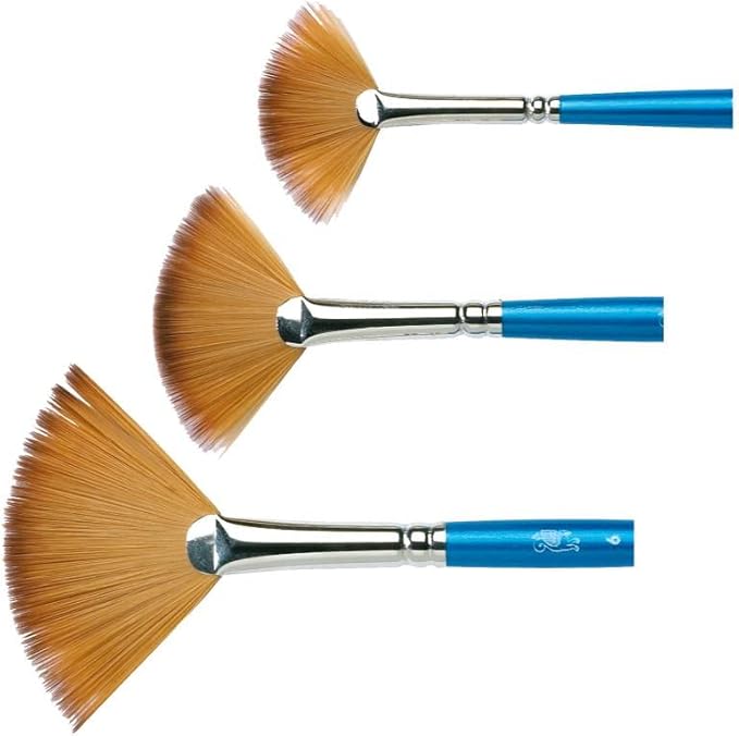 Winsor & Newton Cotman Short Handle Brushes, Set of 5, (Round 1 & 5, Rigger 3, Angled 1/8", Fan 2)