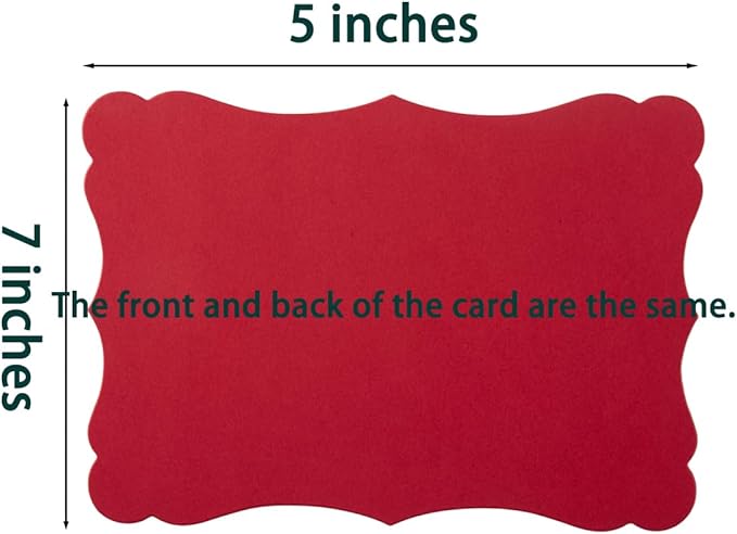 50 Pack Christmas Blank Kraft Cards Cardstock Thick Paper Brown Greeting Cards for DIY Gift Card Menus, Baby Shower and Wedding Invitations (Christmas Red/Green, 5x7IN)