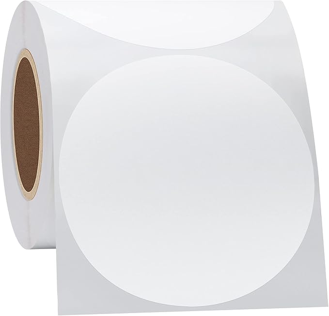Hybsk 3 inch Circle Color Direct Thermal Stickers Shipping Labels for Barcodes,Name Tag,DIY Logo Design,QR Code,Inventory-350 pcs (3 inch,White)