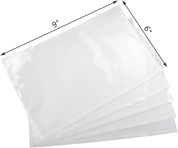 Packing List Envelopes, Clear 6” x 9” Self Adhesive Shipping Labels Envelope Pouches (100 PCS)