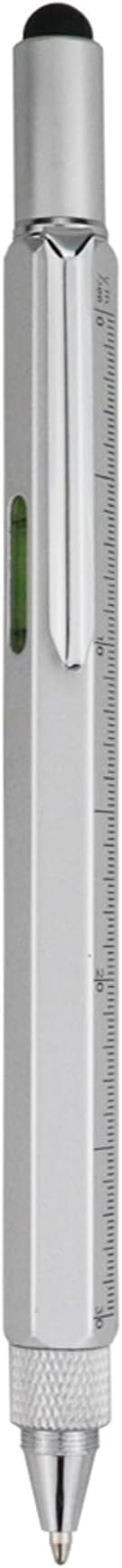 HeTaoCat Gifts Multi Tech Tool Pen 6 in 1 Stylus Pen - Screwdriver Pen with Ruler, Levelgauge, Ballpoint Pen Black Ink (Silver)