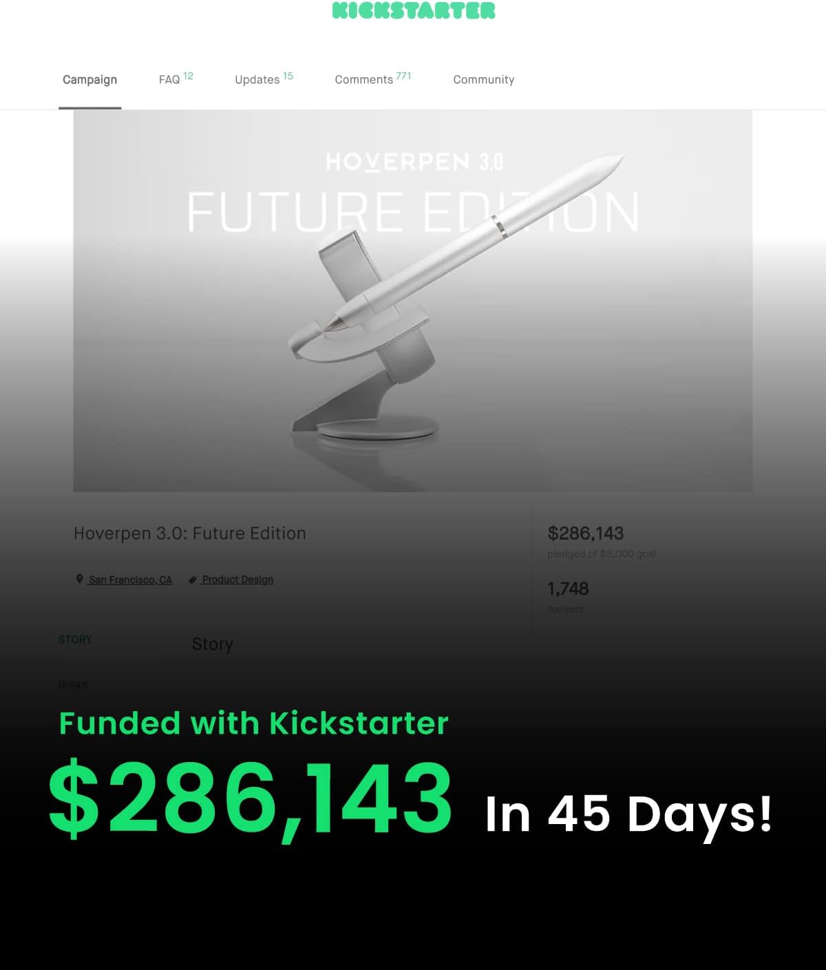 novium Hoverpen Future Edition - Luxury Metal Fountain Pen, Fine Nib, Aerospace Metal, Futuristic Desk Pen, Free Spinning Executive, Signing Pen (Frost Silver)