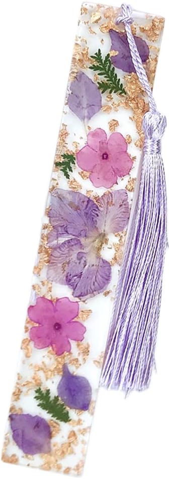 Daisy Epoxy Bookmarks Dried Flower Resin Bookmark Pressed Flower Bookmark Transparent Floral Dried Flower Page Marker acrylic bookmark for Kids Woman Teacher Students Purple Beauty Sakura