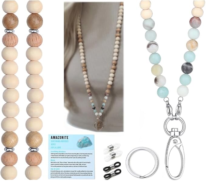 SAM & LORI Lanyards for Id Badges for Women Cute Teacher Lanyard Cruise Lanyard for Ship Cards Beaded Teacher Lanyards for Id Badges and Keys Neck Lanyard Beaded Keychain Lanyard Personalized String