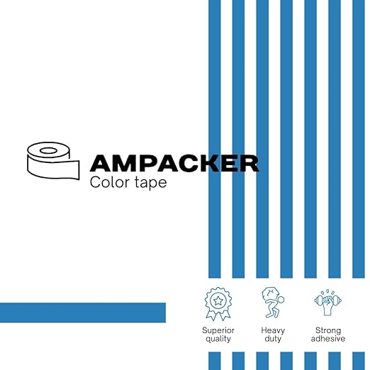 Heavy Duty Packaging Color Tape for Shipping,Packing and Moving 3" Wide x 2.0 Mil Thick -110 Yrd Roll -Acrylic Adhesive Tape for Box Sealing. (1 Roll, Blue, 3" Wide x 110 yds)
