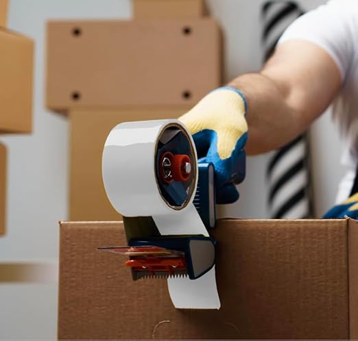 Heavy Duty Packaging Color Tape for Shipping,Packing and Moving 2" Wide x 2.0 Mil Thick -110 Yrd Roll -Acrylic Adhesive Tape for Box Sealing. (6 Rolls, White, 2" Wide x 110 yds).