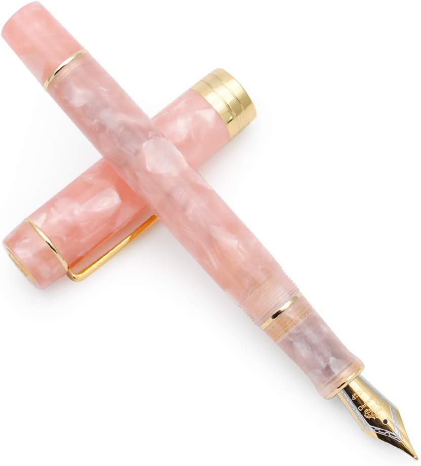 JINHAO 100 Fountain Pen with Ink Converter (Medium Nib 0.7mm, Sakura Pink)