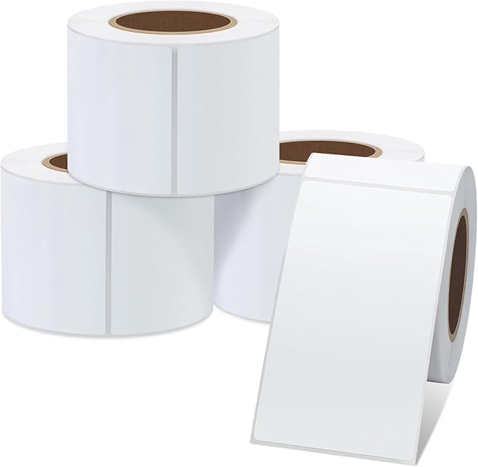 Hybsk 2.25x4 inch Direct Thermal Labels for Barcodes, Address, Compatible with Rollo Label Printer & Zebra Desktop Printers (2.25"x4",4 Rolls White)